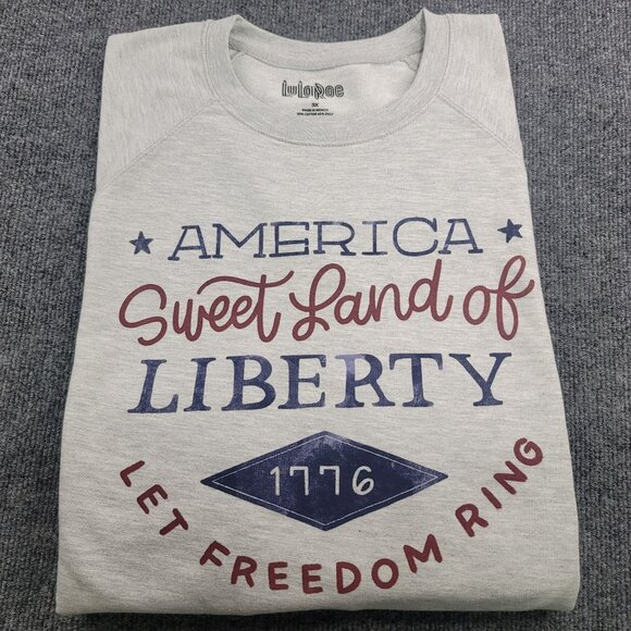 LuLaRoe 3X Gray Logan Crew Neck Relaxed Sweatshirt Wild Free Collection Campfire - Picture 2 of 10